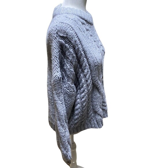 Aerie Snowday Oversized Chunky Cable Knit Sweater Gray Crew Neck NWOT XS - Picture 5 of 11